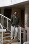 Linen set green&beige