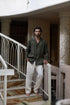 Linen set green&beige
